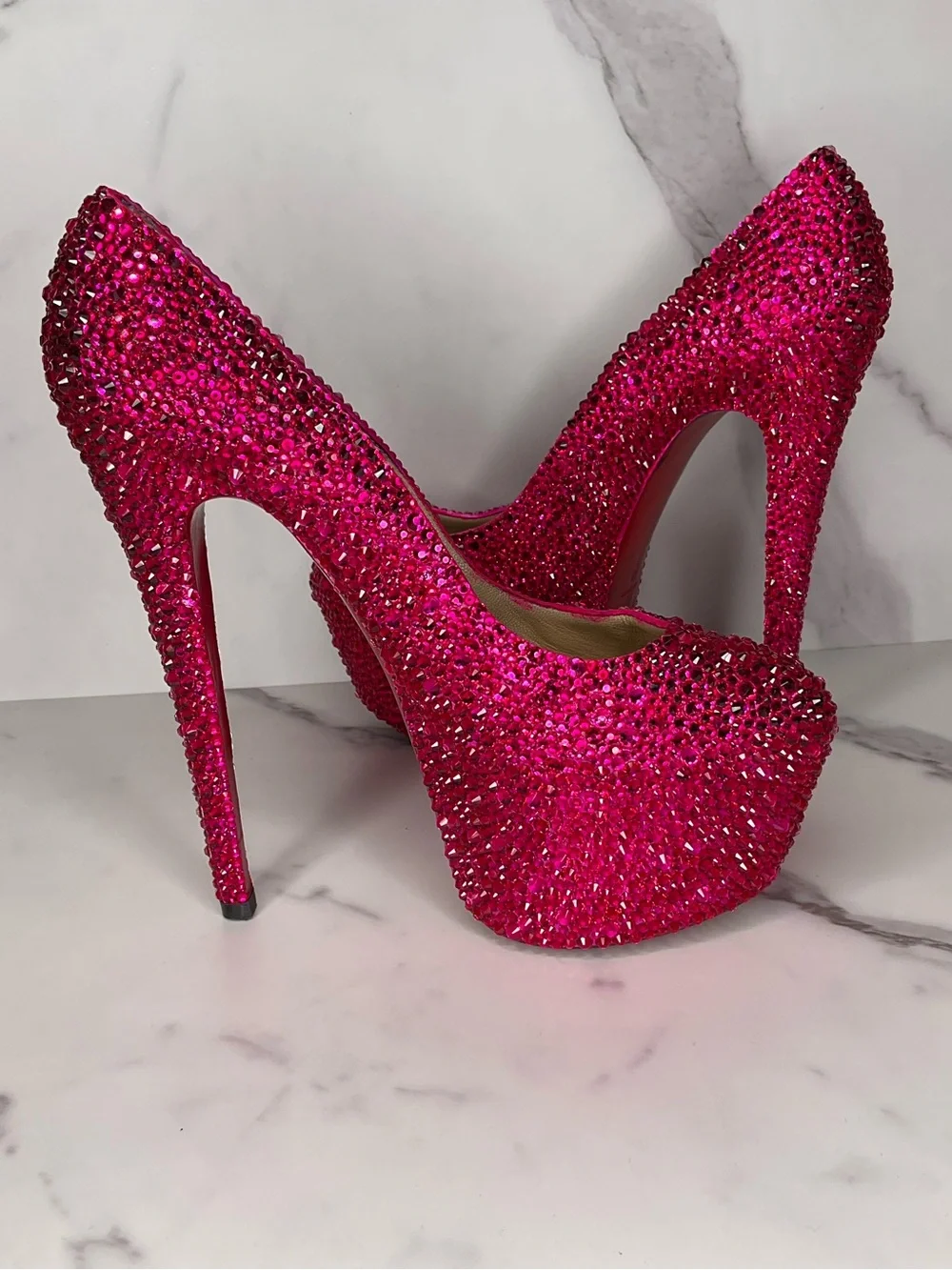 Christian Louboutin Victoria Hot Pink Strass Crystal Pumps Size US 10 / EU 40